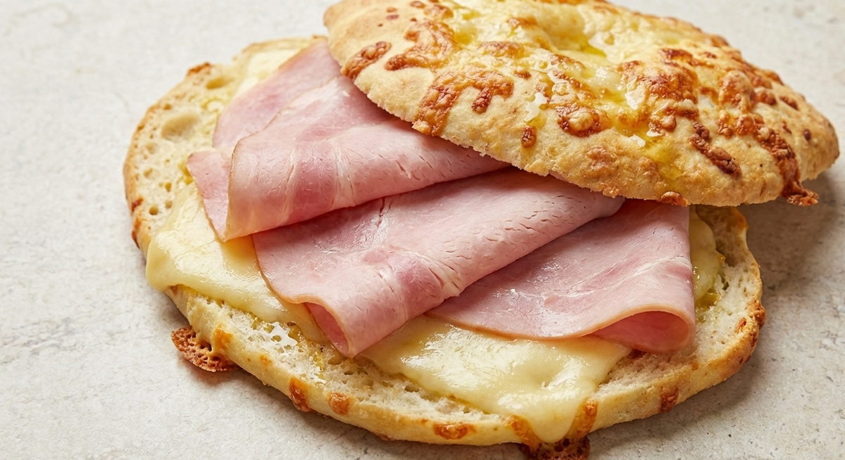 Bikini de chipá sin gluten con jamón y queso fundido