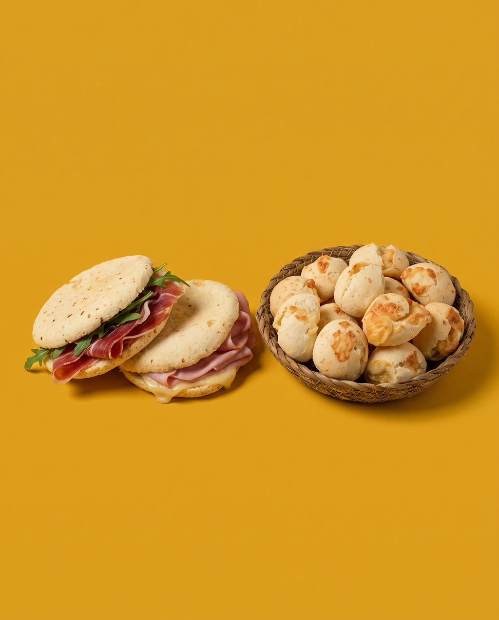 la combinación perfecta, sandwich en pan de chipá y una docena, correcta, sencilla, perfecta