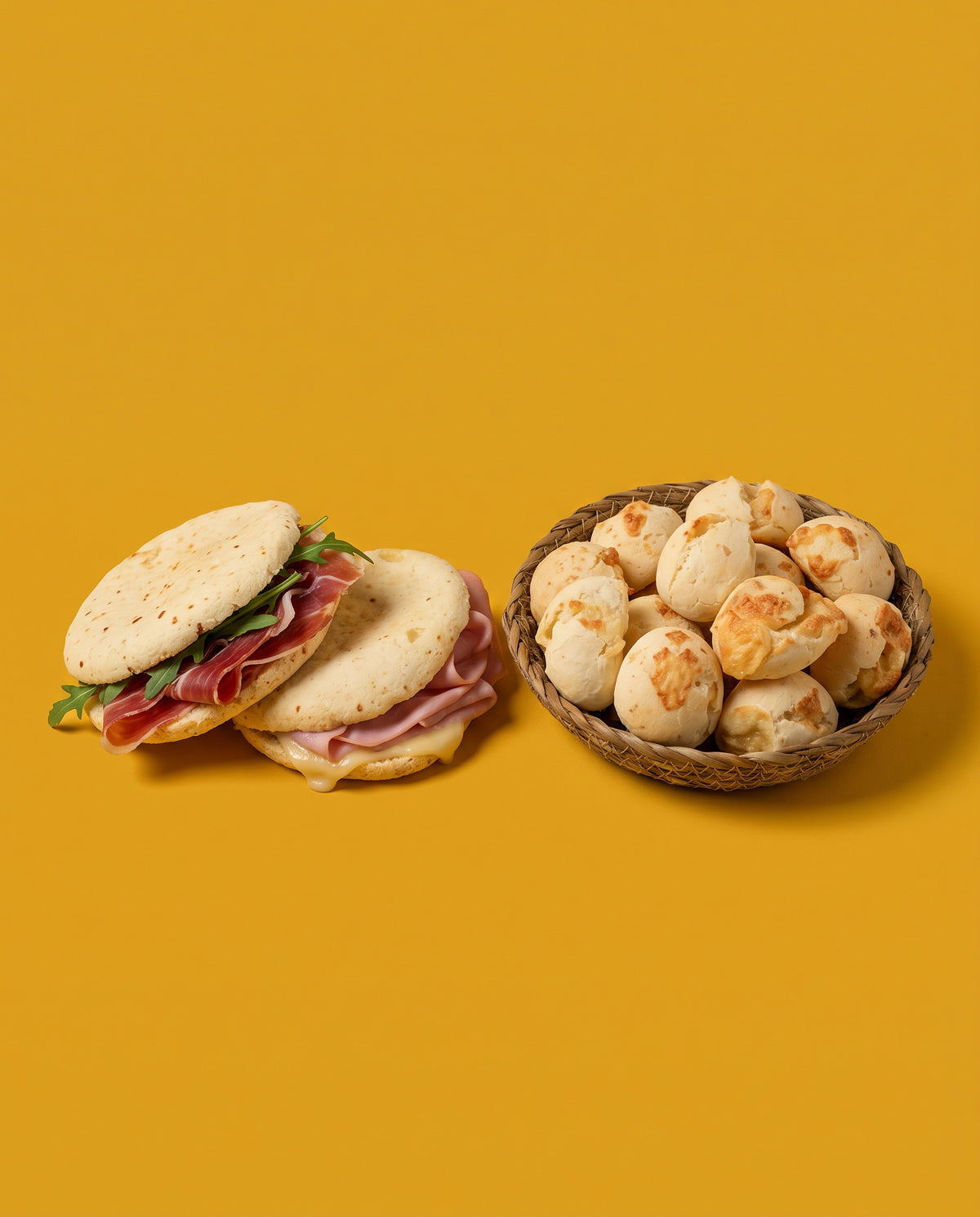 la combinación perfecta, sandwich en pan de chipá y una docena, correcta, sencilla, perfecta